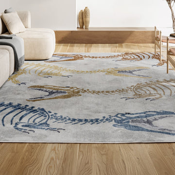 Kingdarr T-rex Modern Kids Machine-washable Area Rug